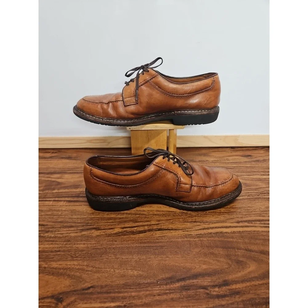 Allen Edmonds Wilbert Mens 11 D Brown Leather Derby Split Toe Dress Shoes USA